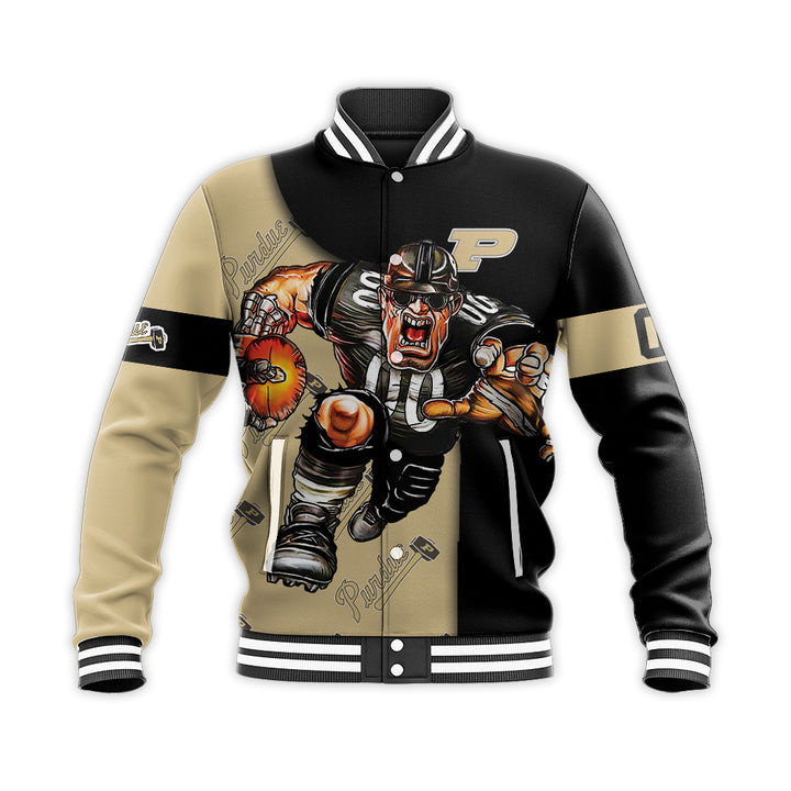 Purdue Boilermakers Custom Number Gold Black Baseball Jacket