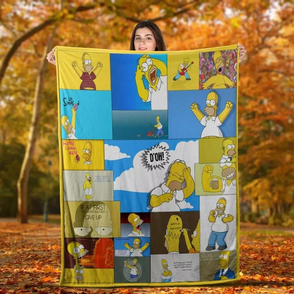 Homer Simpson Fleece Sherpa Blanket