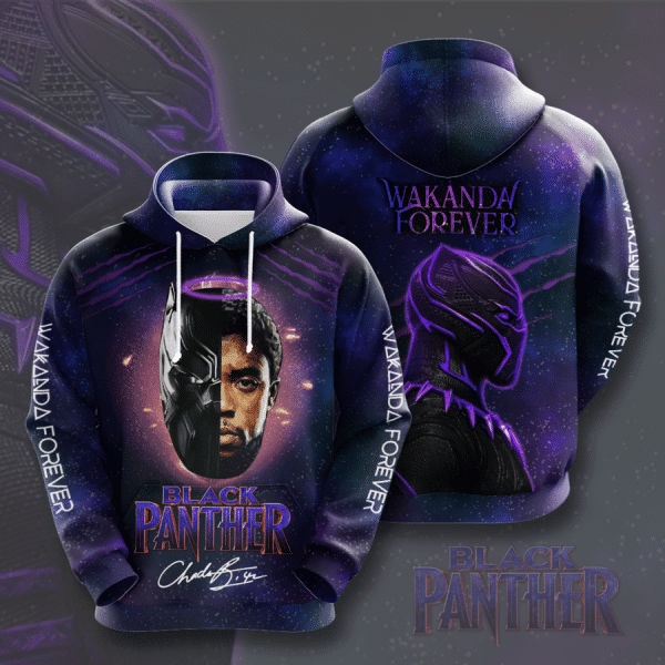 Black Panther Wakanda Forever Chadwick Signature 3d Hoodie Zip Hoodie