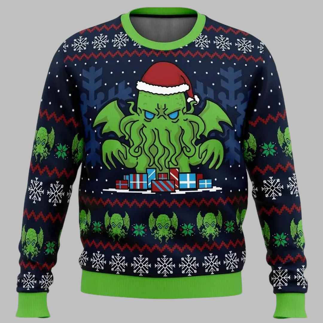 Call Of Cthulhu Santa Hat Ugly Christmas Sweater