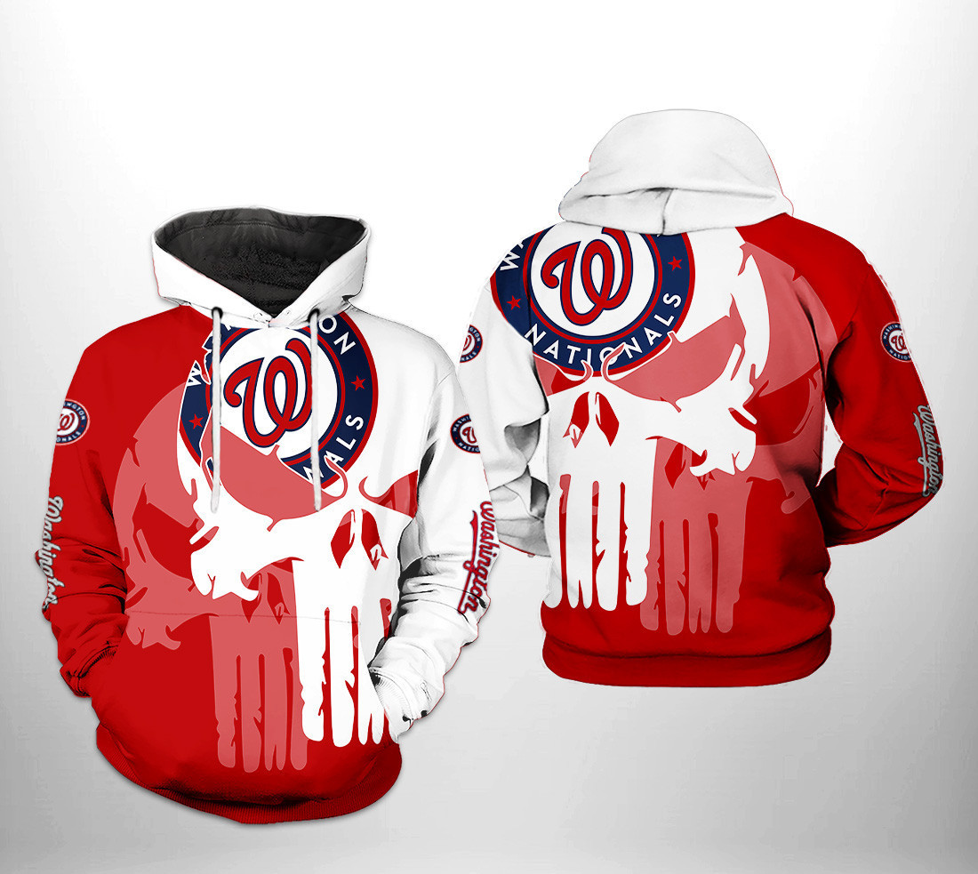 Washington Nationals MLB Team Skull 3D All Over Print Hoodie & Zip Hoodie