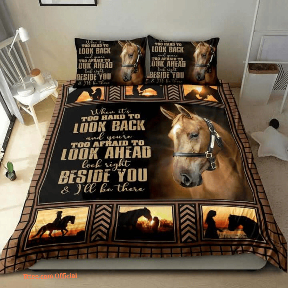Horse Bedding Set I’ll Be There Right Beside You Duvet Covers Black
