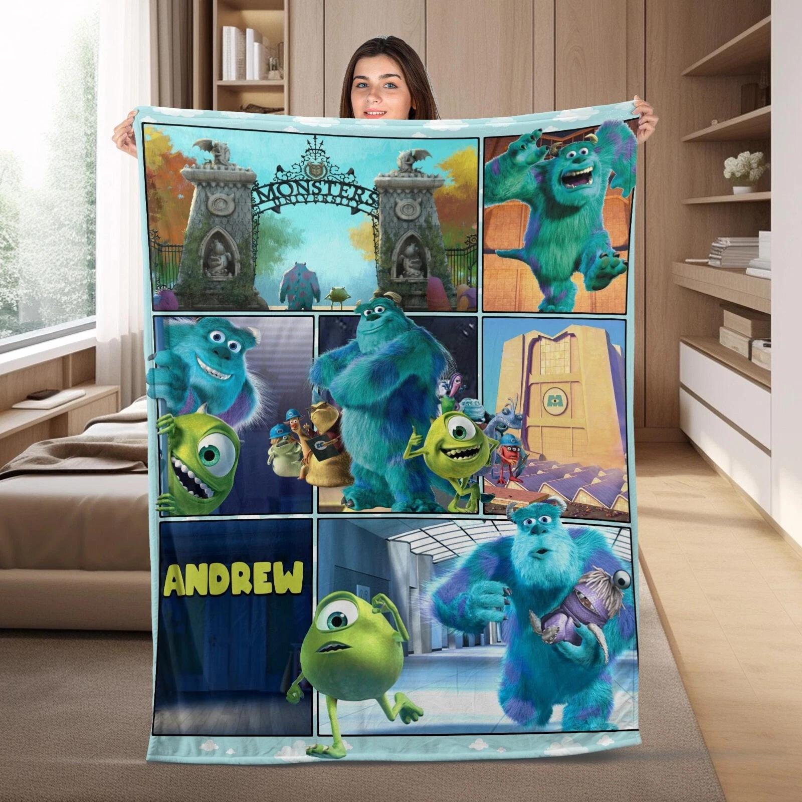 Cute Monster Inc Blanket Personalized Cartoon Fleece Sherpa Blanket