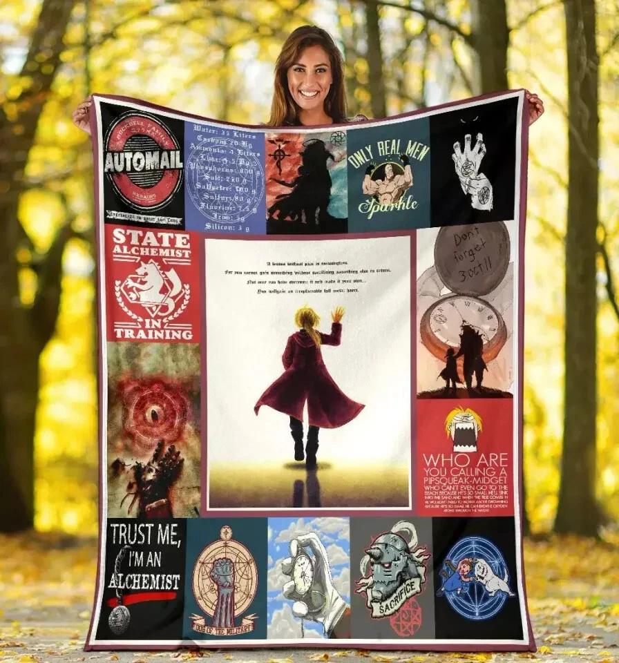 Fullmetal Alchemist Blanket  FMA Quotes Fleece Sherpa Blanket