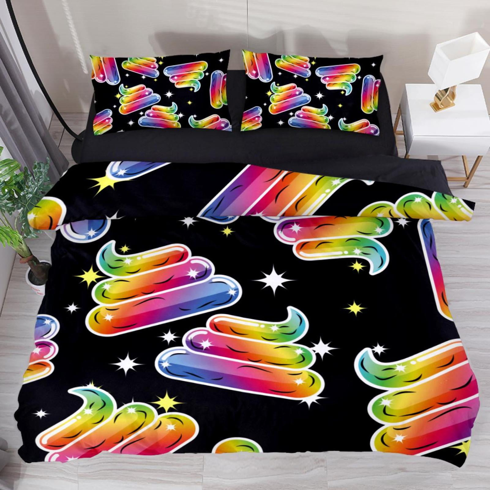 Funny Bedding Set Rainbow Poop Funny Pattern Duvet Covers