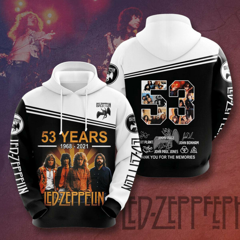 Led Zeppelin 53 Years 1968-2021 3d Hoodie Zipper Hoodie