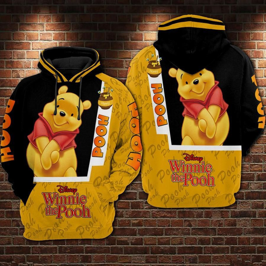 Pooh Honey Cartoon Winnie The Over Print 3d Hoodie Zip Hoodie 817
