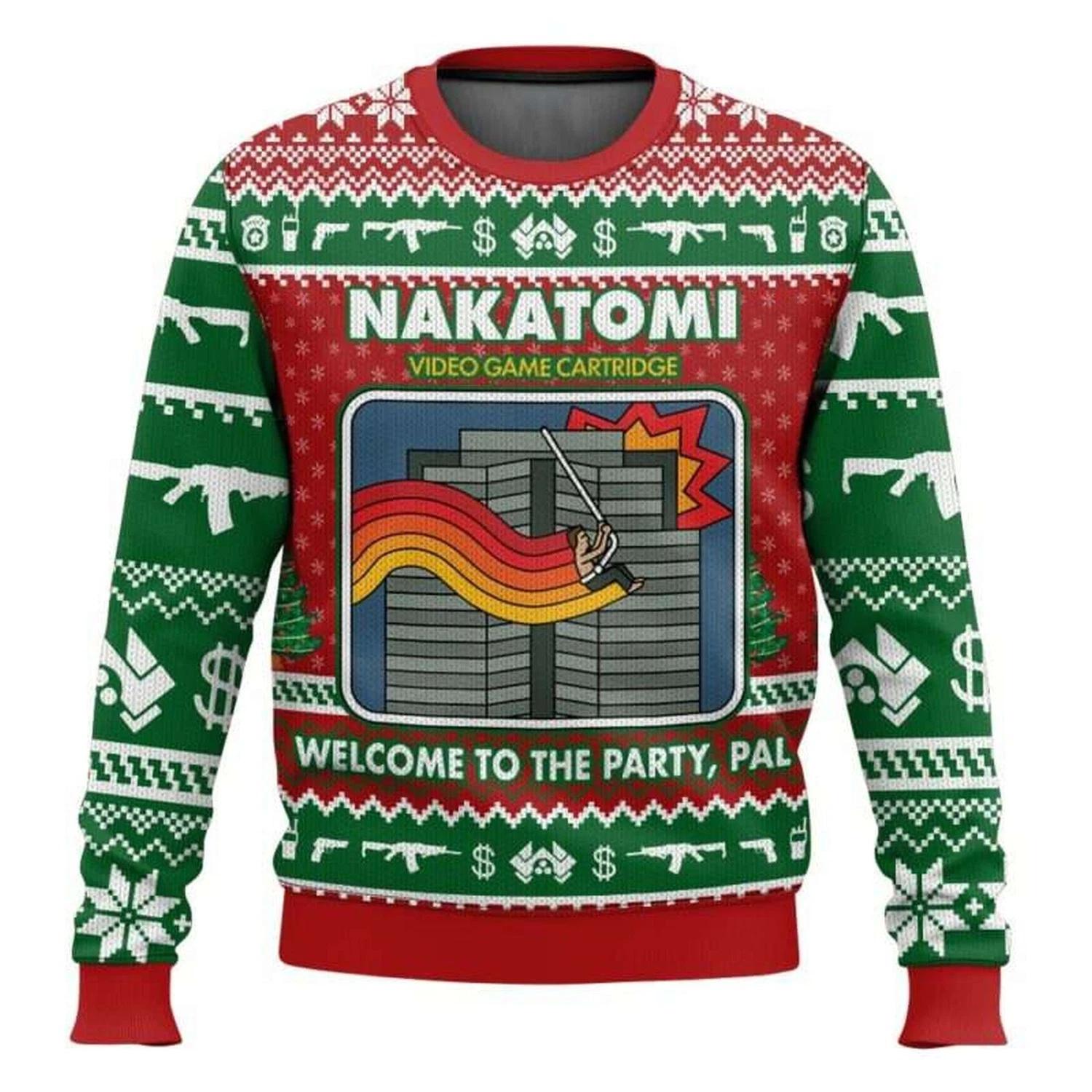 Video Game Nakatomi Die Hard Ugly Christmas Sweater