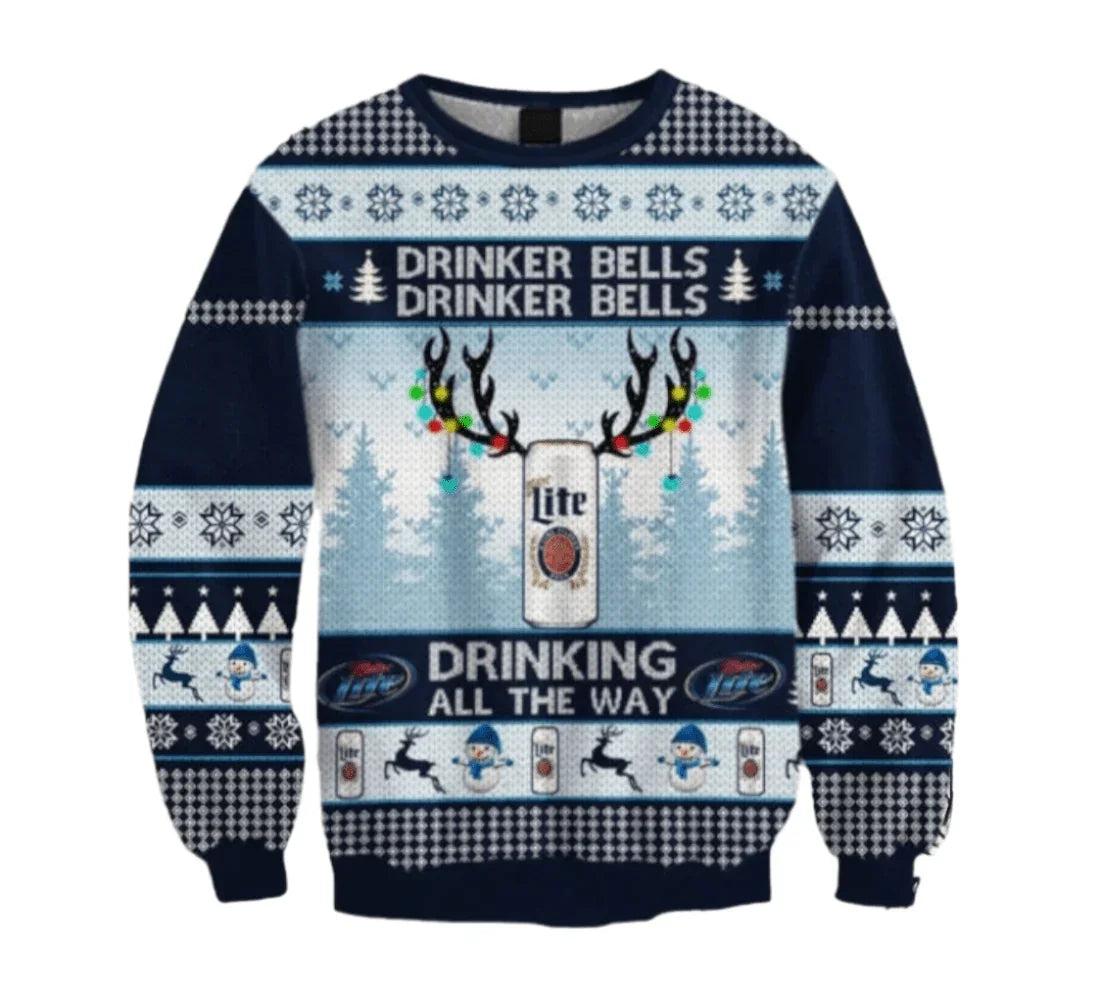 Miller Lite Drinker Bell Ugly Christmas Sweater