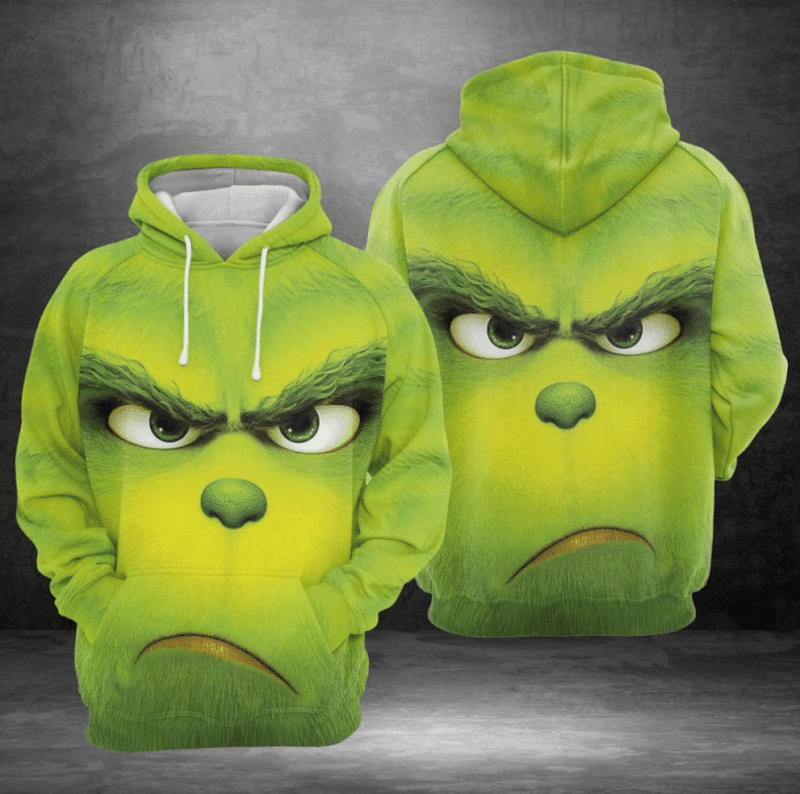 Grinch Face All Over Printed 3d Hoodie