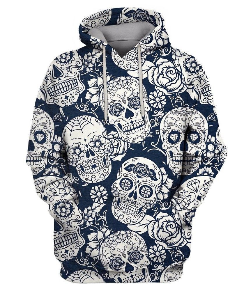DAY OF THE DEAD SUGAR SKULL 3D All Over Print Hoodie & Zip Hoodie