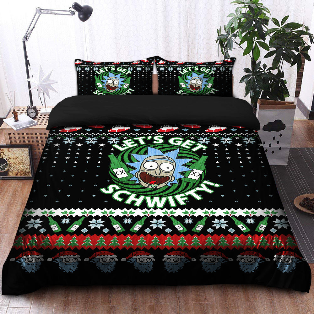 Rick And Morty Bedding Set Rick And Morty Let's Get Schwifty Duvet Covers Black