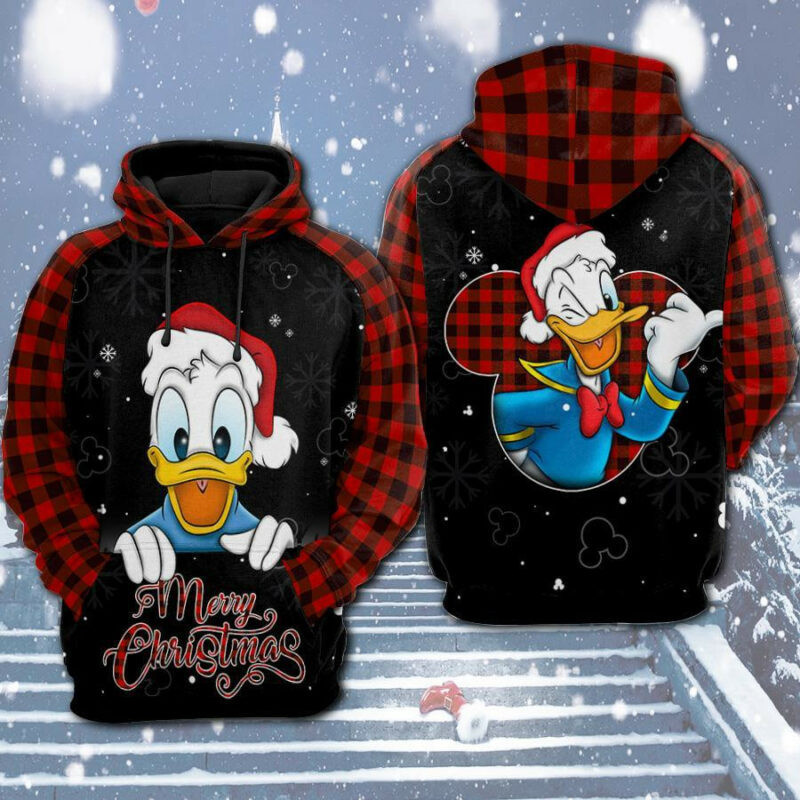 Christmas Donald Duck Christmas Black Blue 3d Hoodie Zip Hoodie