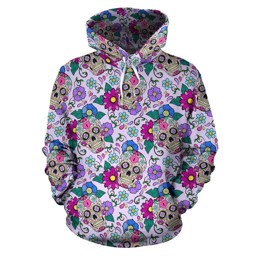 Sugar Skull Skeleton Girly Floral 3D All Over Print Hoodie & Zip Hoodie