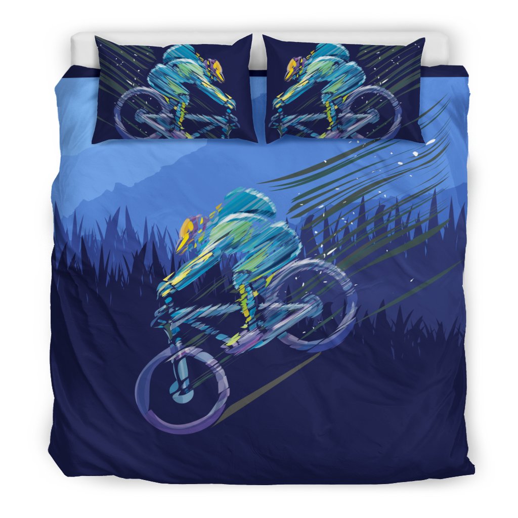 Bicycle Bedding Set Mountain Bike Downhill Forest Pattern Duvet Covers
