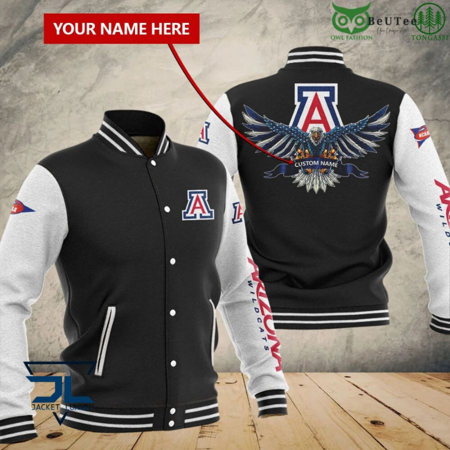 Arizona Wildcats Custom Name Eagle Black Baseball Jacket