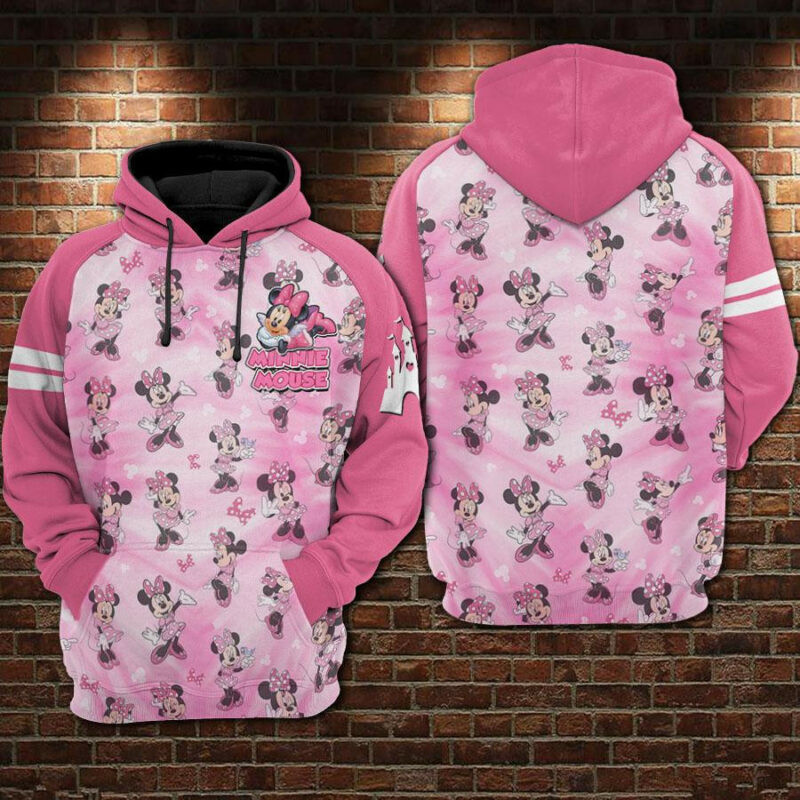 Minnie Mouse Pattern Pink 3d Hoodie Zip Hoodie