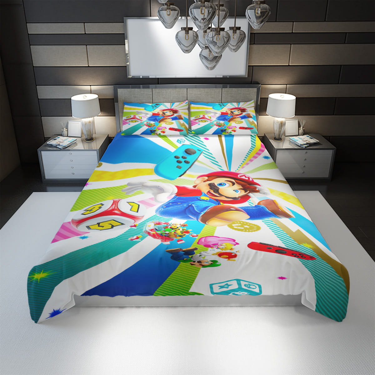 Mario Bedding Set Mario Game Items Pattern Duvet Covers
