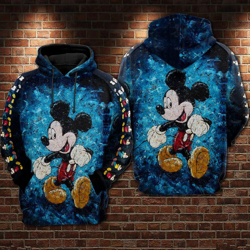 Mickey Evolution Blue, Mickey Mouse All Over Print Hoodie