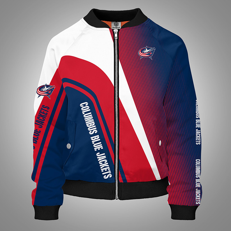 Columbus Blue Jackets Blue White Bomber Jacket