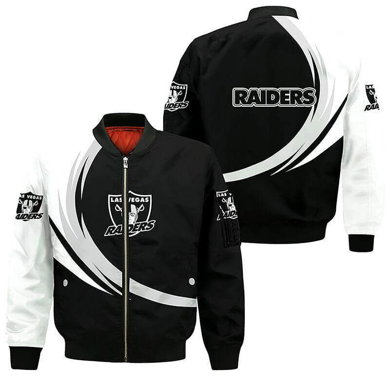Las Vegas Raiders Black White Bomber Jacket