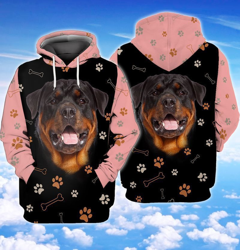 Pink Rottweiler Dog 3d Hoodie Zip Hoodie