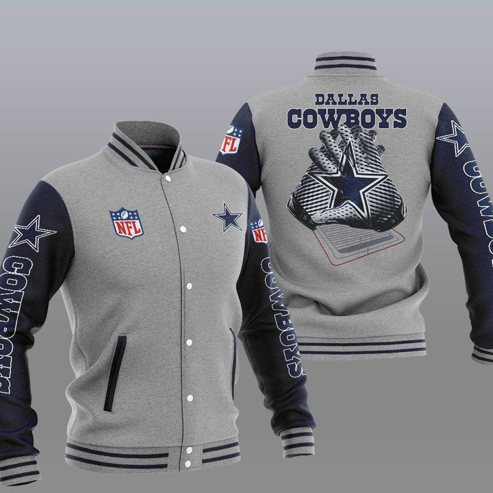 Cowboys Grey 2 Hand Baseball Jacket