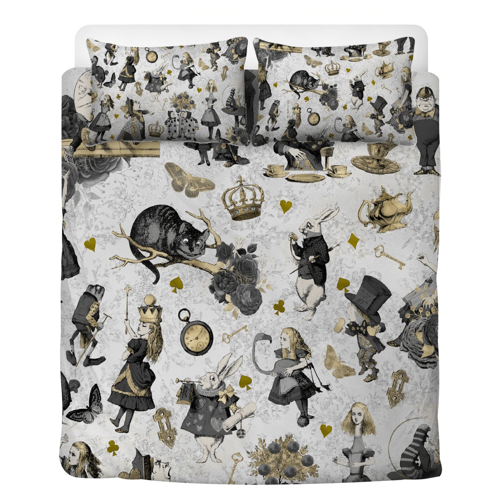 Alice In Wonderland Bedding Set Vintage Alice And Characters Pattern Duvet Covers