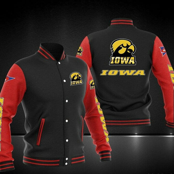 Iowa Hawkeyes Black Red Baseball Jacket