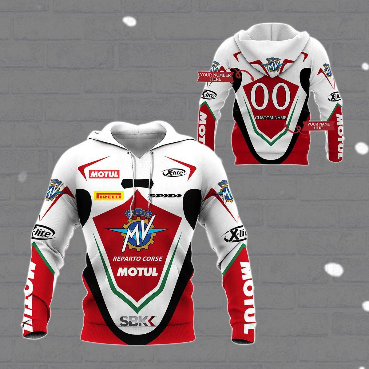 Custom Name & Number Mv Agusta Racing Shirt 416, 3d Hoodie Zip Hoodie