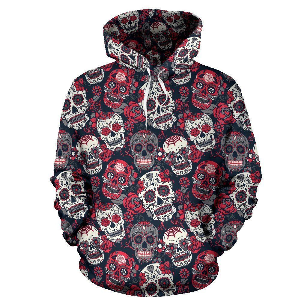 Sugar Skull Skeleton Girly Rose Floral 3D All Over Print Hoodie & Zip Hoodie