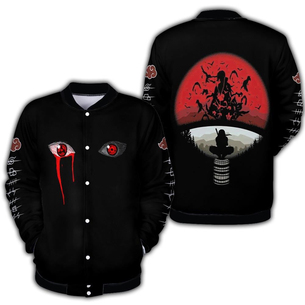 Uchiha Itachi Fan Gift, Naruto Anime Fan Gift, Uchiha Itachi Mangekyou Sharingan Baseball Jacket