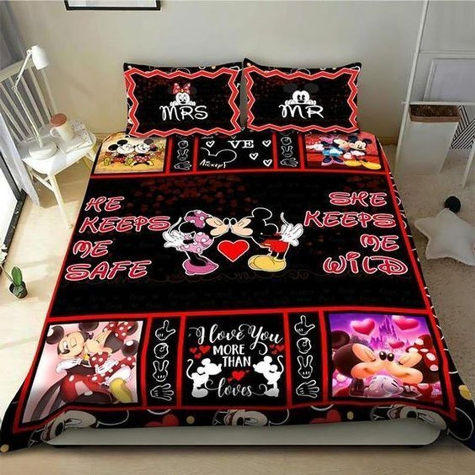 MM Bedding Set DN He Keeps Me Safe She Keeps Me Safe Duvet Covers Black