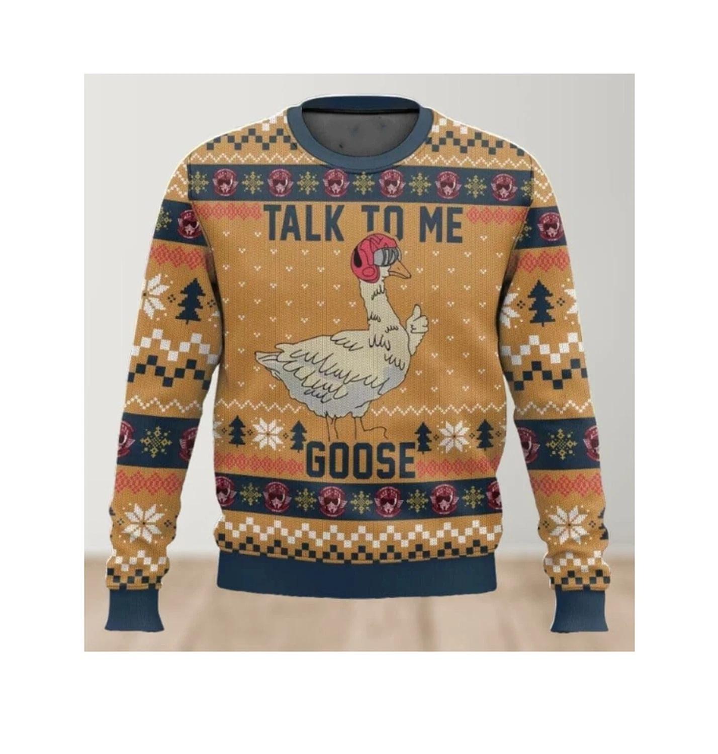 T.Gun Talk To Me Goose Ugly Christmas Sweater