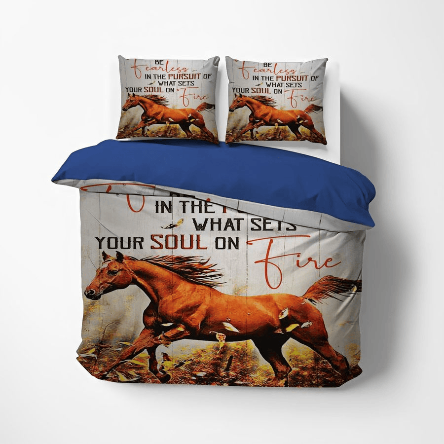 Horse Bedding Set Set Your Soul On Fire Duvet Covers White