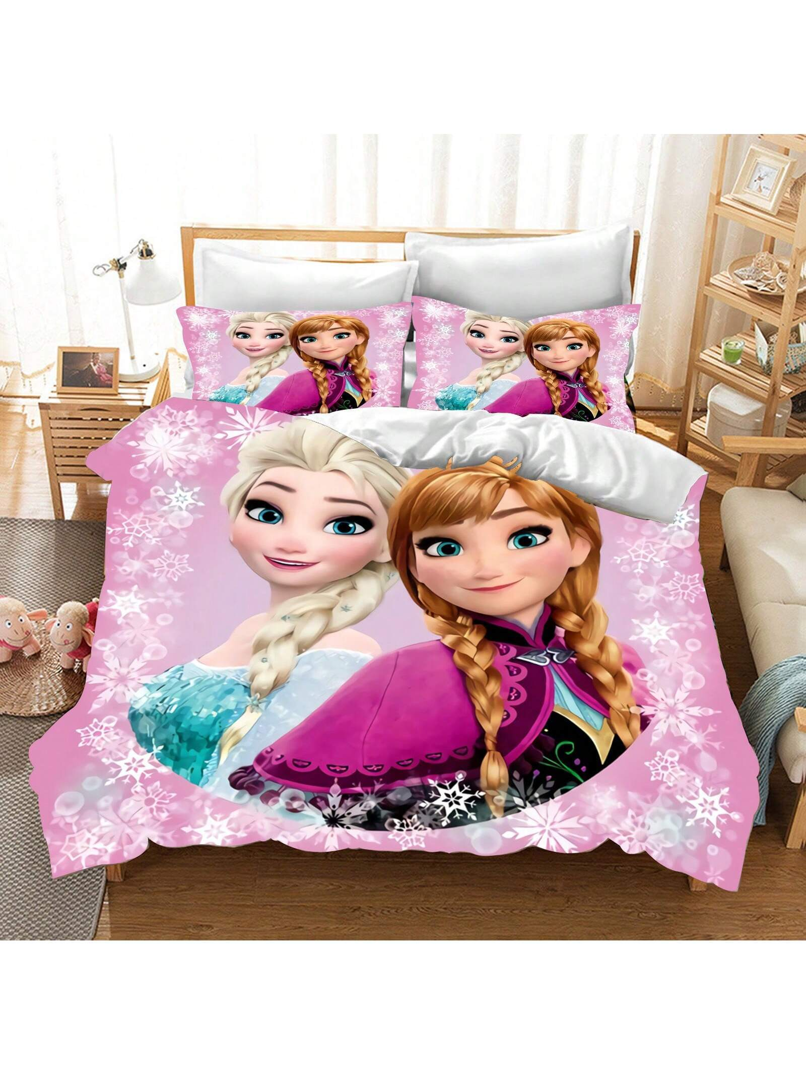 Frozen Bedding Set Elsa And Anna With Snowflake Pattern Duvet Covers