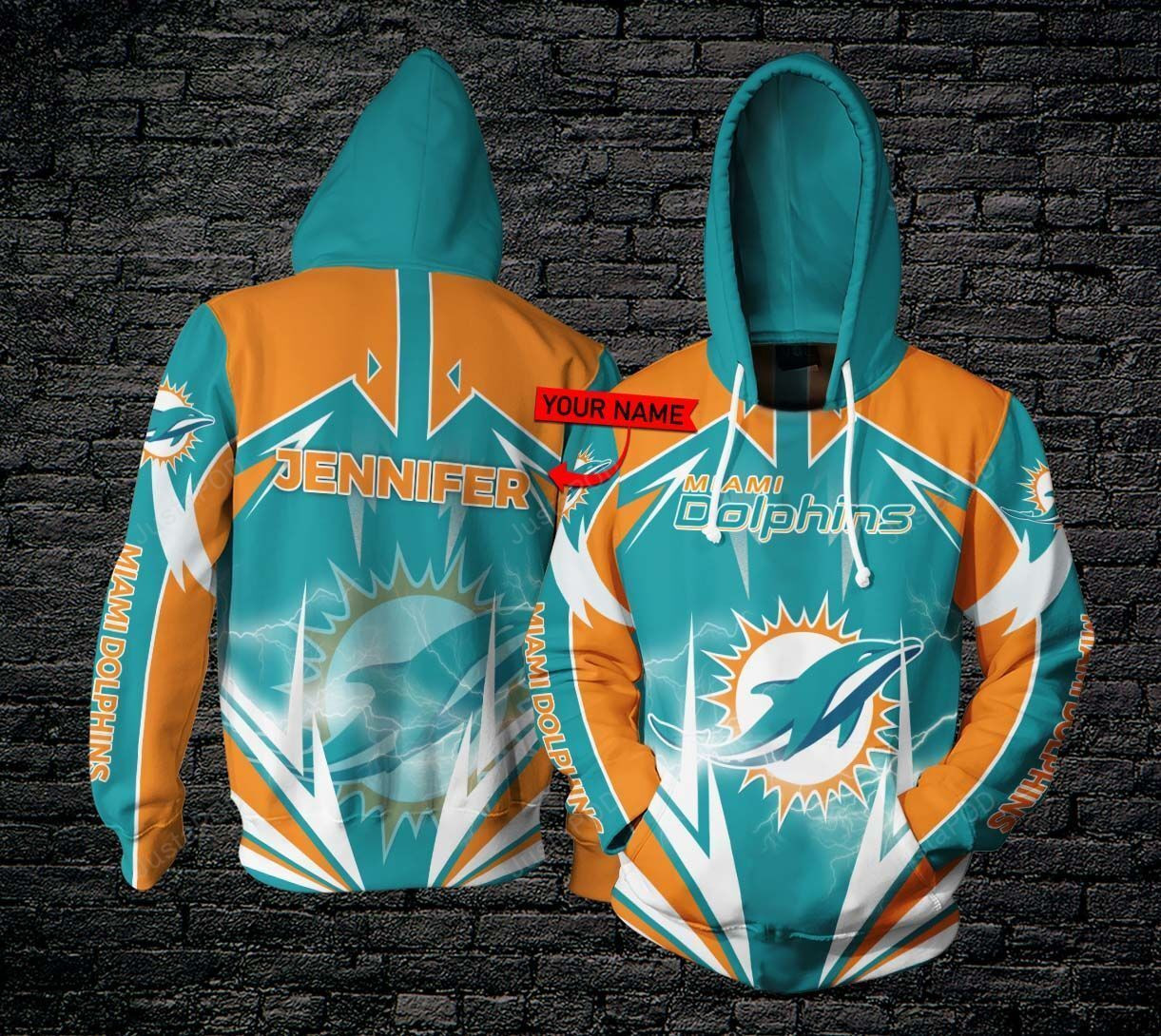 Personalized Miami Dolphins Lightning 3D All Over Print Hoodie & Zip Hoodie