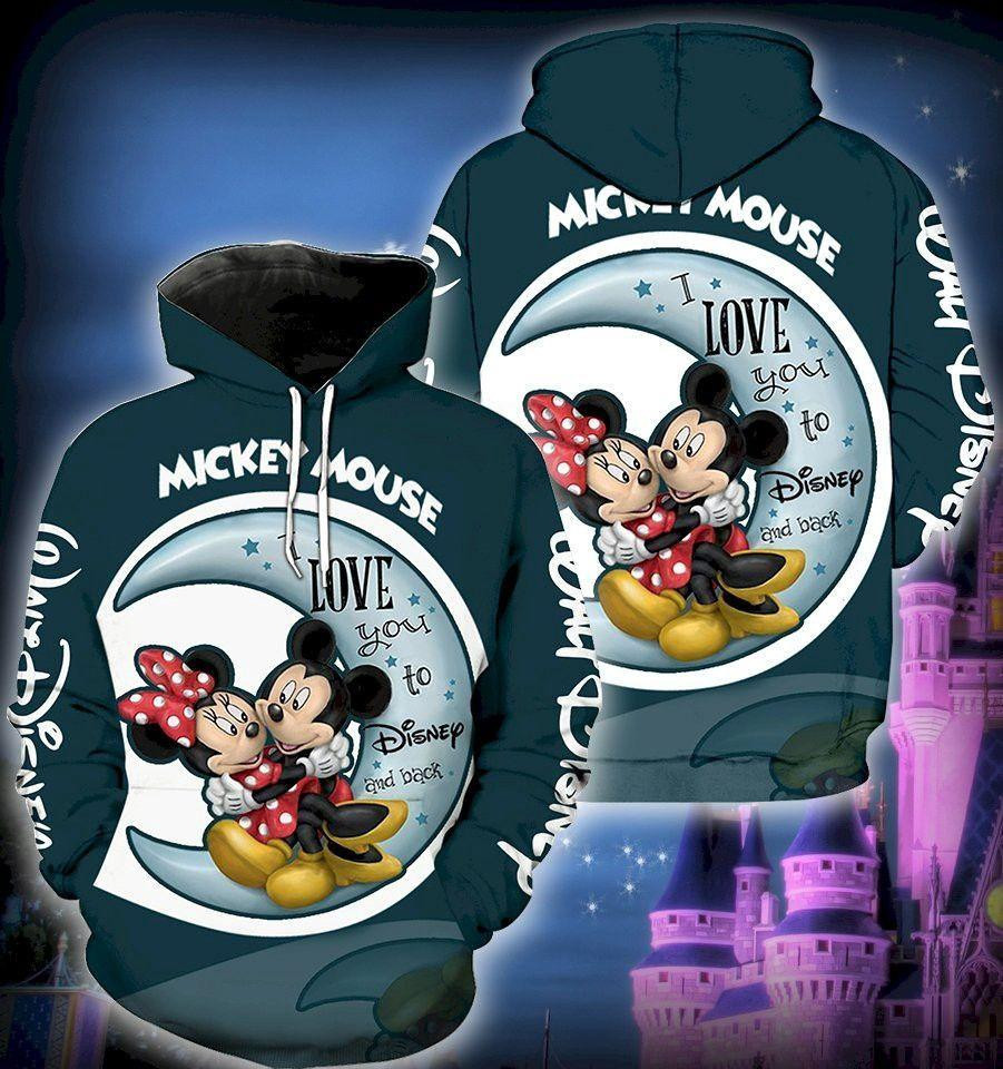Mickey And Minnie Mouse Love, I Love You To And Back Aop Hoodie