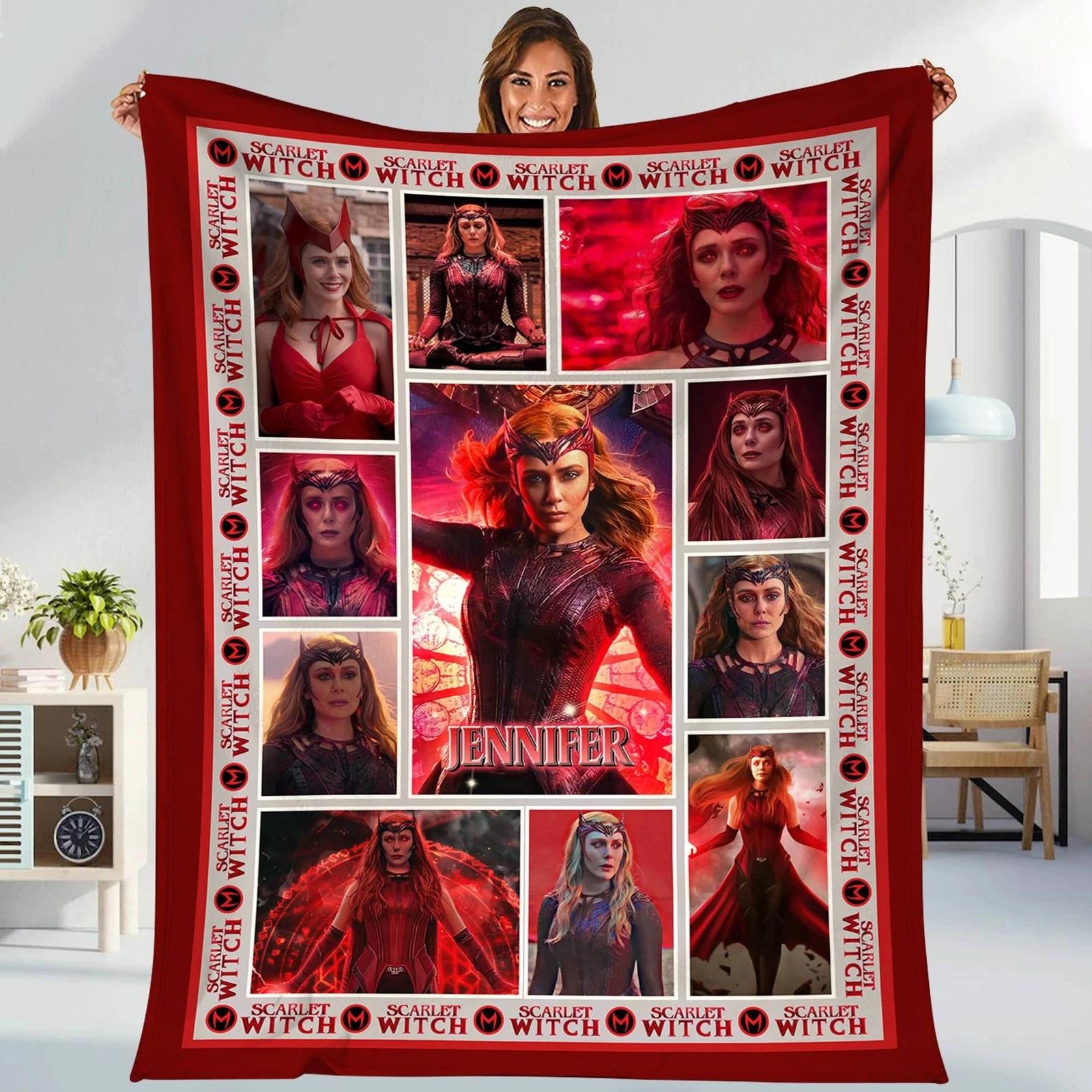 Personalized Scarlet Witch Blanket Wandavision Wanda Maximoff Fleece Sherpa Blanket