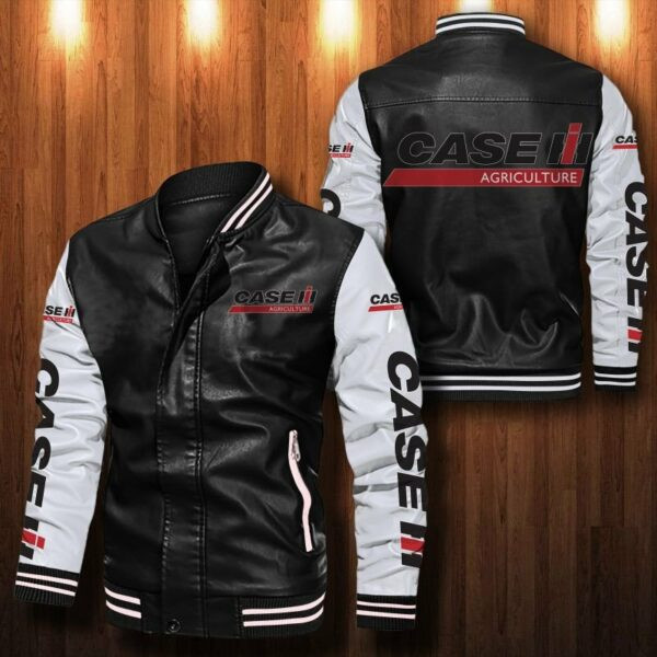 Case Ih Agriculture Leather Bomber Jacket 2