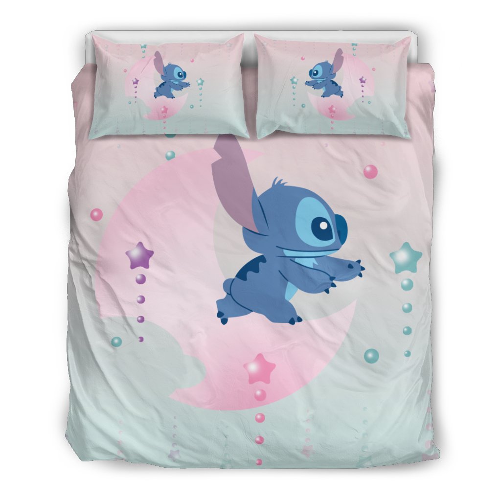 Stitch Bedding Set DN Stitch And Stars Pattern Graphic Duvet Covers Pink