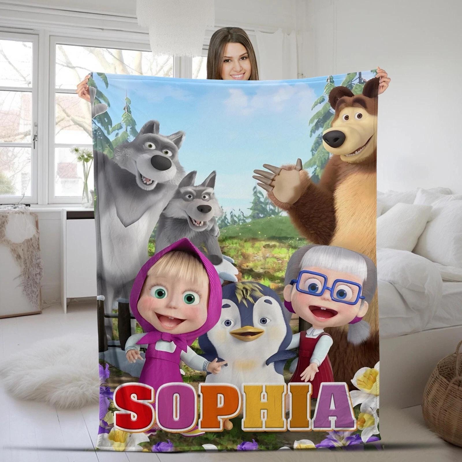 Marsha And Bear BlanketMarsha And Bear Velvet BlanketMarsha And Bear Cartoon Fleece Sherpa Blanket