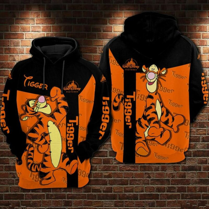 Tigger Cartoon Winnie The Pooh Movies 1 Over Print 3d Hoodie Zip Hoodie