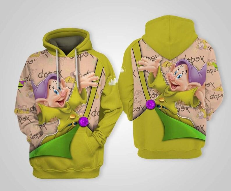 Green Dopey Dwarf Fan Gift, Snow White And The Seven Dwarfs All Over Print Hoodie, Zip Hoodie