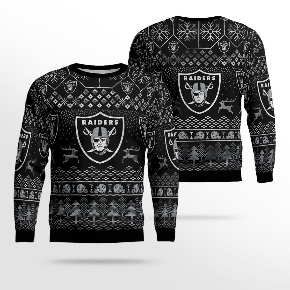 Las Vegas Raiders Football Team Holiday Ugly Christmas Sweater