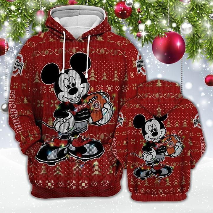 Ohio State Buckeyes Ncaa Mickey Christmas 3D All Over Print Hoodie & Zip Hoodie