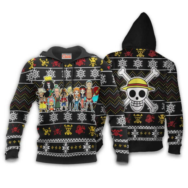 Straw Hat Pirates Ugly Christmas Sweater One Piece Anime 1k487 Cartoon Graphic Outfits Aop 3d Hoodie, Zip Hoodie 2621