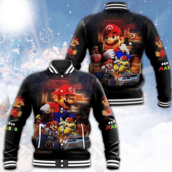 Super Mario ,super Mario Lucky Game 371 Gift Lover Baseball Jacket 358