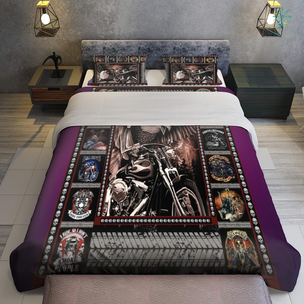 Motorcycle Bedding Set Eagle Biker Motocycle Pattern Duvet Covers
