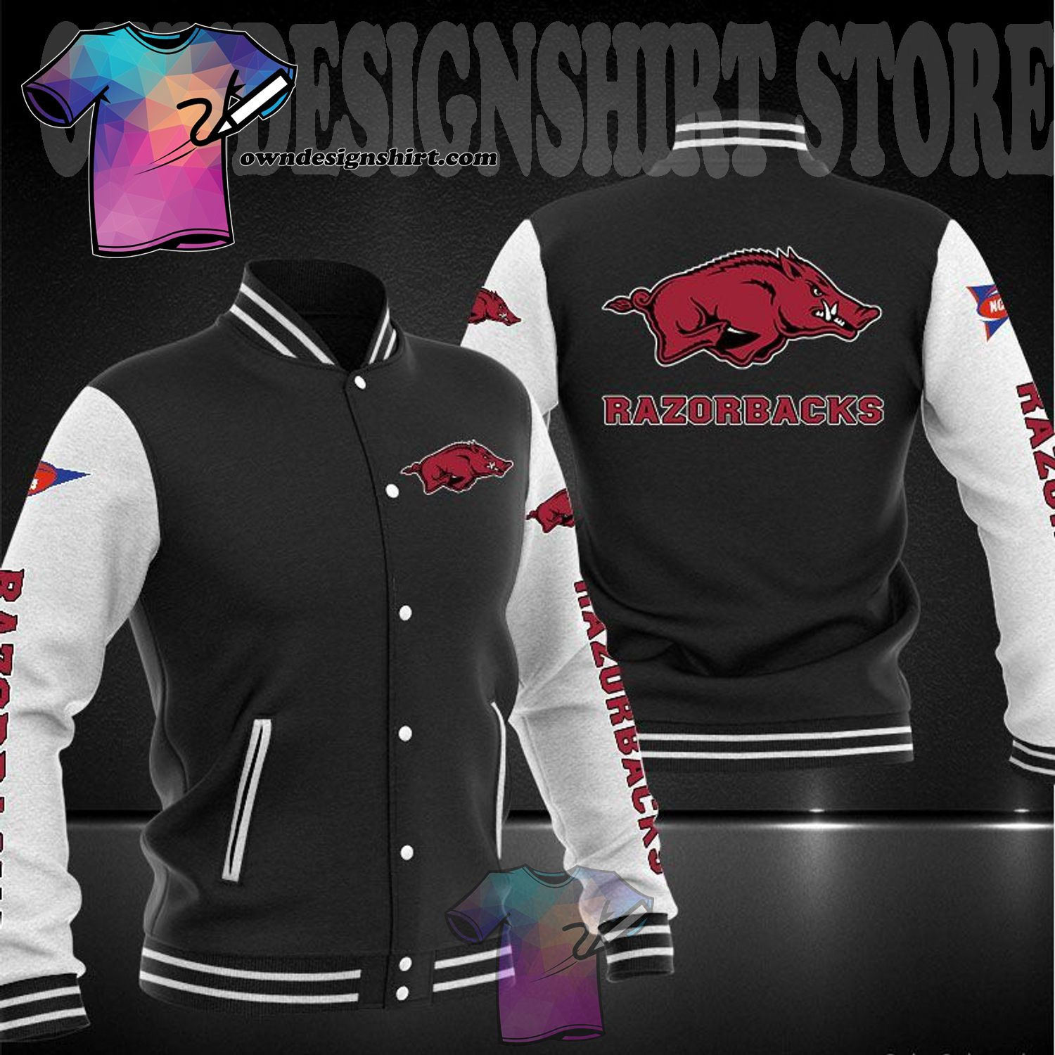 Arkansas Razorbacks Black Baseball Jacket